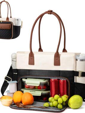 Teacher Tote Bag for Women, Laptop Bag Briefcase with Accordion File Pocket, Nur